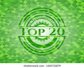 Top 20 green emblem with triangle mosaic background