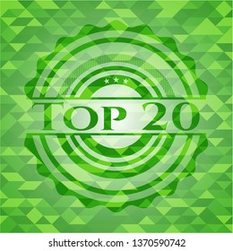 Top 20 green emblem with triangle mosaic background