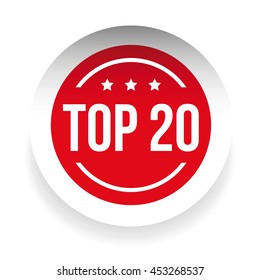 Top 20 label red vector