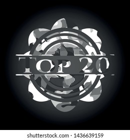 Top 20 on grey camo texture