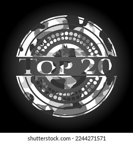 Top 20 on grey camo texture 