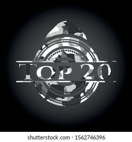 Top 20 on grey camouflage pattern