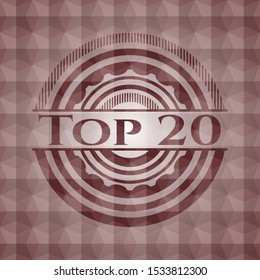Top 20 red seamless geometric badge.
