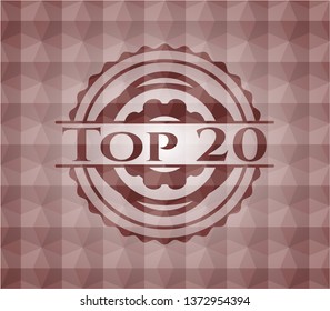Top 20 red seamless polygonal badge.