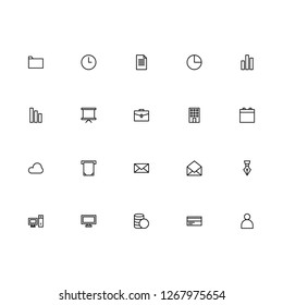 Top 20 Simple Set of Business User Interface Related Vector Line Icons. Contains such Icons as Folder, Chart, Mail, and more. Editable Stroke. Pixel Perfect.