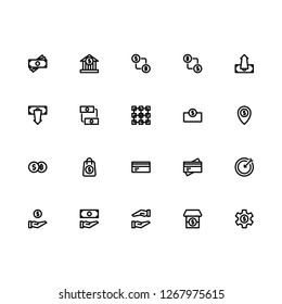 Top 20 Simple Set of Finance and Technology Related Vector Line Icons. Contains such Icons as Money Exchange, Dollar, Shopping Market, and more. Editable Stroke. Pixel Perfect.