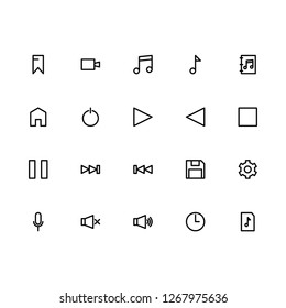 Top 20 Simple Set of Media User Interface Related Vector Line Icons. Contains such Icons as Favorite, Play, Stop, and more. Editable Stroke. Pixel Perfect.