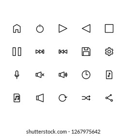 Top 20 Simple Set of Media User Interface Related Vector Line Icons. Contains such Icons as Home, Pause, Repeat, and more. Editable Stroke. Pixel Perfect.