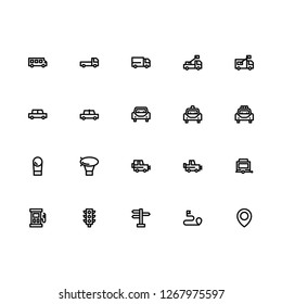 Top 20 Simple Set of Public Transportation Related Vector Line Icons. Contains such Icons as Train, Plane, Bus, Bike, and more. Editable Stroke. Pixel Perfect.