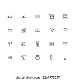 Top 20 Simple Set of Sport and Football Related Vector Line Icons. Contains such Icons as Jersey, Goal, Stadium, and more. Editable Stroke. Pixel Perfect.