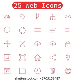 Pacote de 25 principais ícones da Web