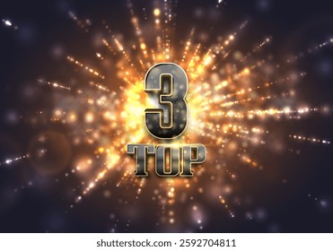 Top 3 award poster. Presentation 3 best on bright background. Vector illustration.