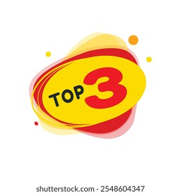 Top 3 Anuncio de burbuja redonda moderna, diseño de etiqueta de Ilustración vectorial. Anunciar elemento de diseño aislado fondo blanco.