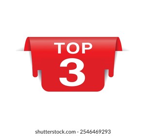 Top 3 Anuncio rojo, Vector colorido, publicidad o concepto de negocio.