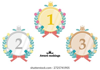 Top 3 iconos lindos con ramos y cintas - materiales de clasificación de premios