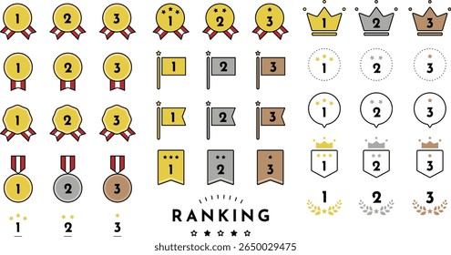 Top 3 Iconos de Ranking – Juego de Vector Simple