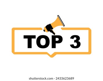 Top 3 - Top Three colorful label on white background. Vector illustration.