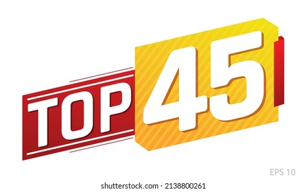 Top 45 word on red and yellow ribbon. Vector illustration.