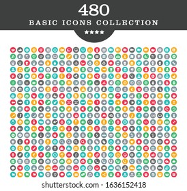 Top 480 icons for website, web and mobile. Vector illustration.