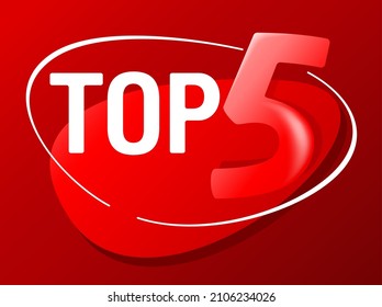 Primer banner para el tema de alguna lista de clasificación. Cinco números sobre fondo rojo abstracto