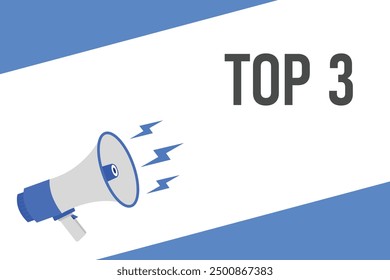 Top 5 Botón, Anuncio, etiqueta, Plantilla para el Sitio web. Top 5 texto con el icono colorido del megáfono
