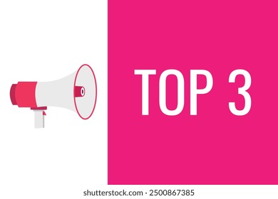 top 5 button, banner, label, template for website. top 5 text with colorful megaphone icon
