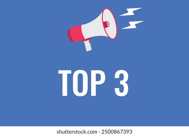 Top 5 Botón, Anuncio, etiqueta, Plantilla para el Sitio web. Top 5 texto con el icono colorido del megáfono
