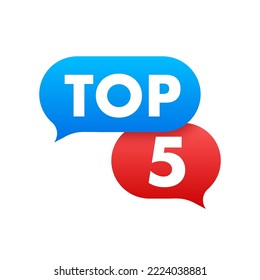 Top 5 - Top Five colorful label on white background. Vector illustration.