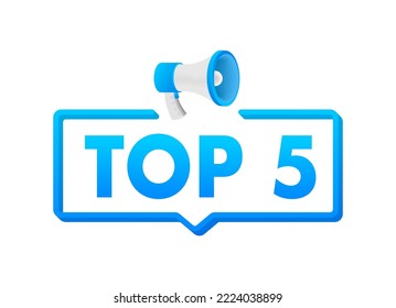 Top 5 - Top Five colorful label on white background. Vector illustration.
