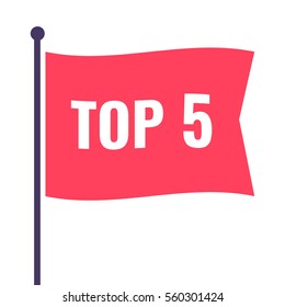 Top 5. Flag icon, symbol. Flat vector illustration on white background.
