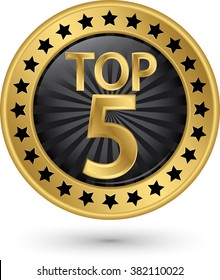 Top 5 Golden Label, Vector Illustration