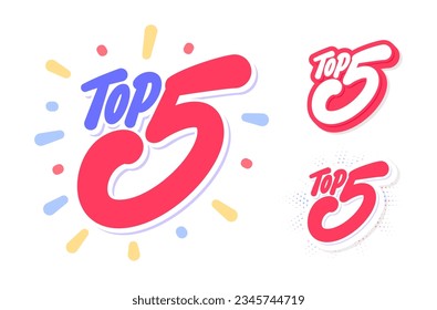 Top 5. Handwritten vector lettering icons.