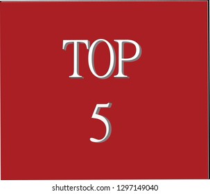 top 5 icon write on red background 