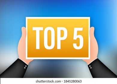 Top 5 Label. Golden Laurel Wreath Icon. Vector Stock Illustration.