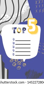 Top 5 story template with speech bubble. Vector blank illustration for social media.