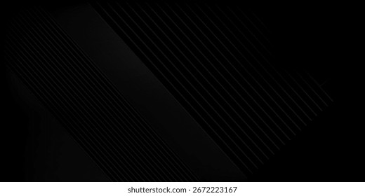 Top abstract background design. Modern wavy line pattern (guilloche curves) in monochrome colors. Premium stripe texture for banner, business backdrop. Dark horizontal vector modern art