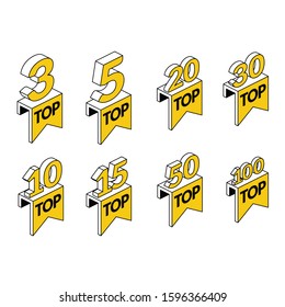 Top abstract symbol set. Vector line, 3d stroke isometric, color web icon, new flat style. Creative illustration design, abstract idea for infographics.