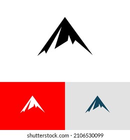 Top adventure landscape logo vector design concept. Travel outdoor hiking logomark illustration. Can representing tourism, explore, wild, nature, sport, climbing, mountain, snow.