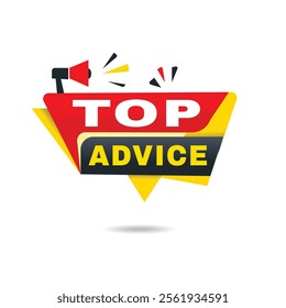Top advice label modern announcement banner  isolated vector megaphone icon. Speech Design template.