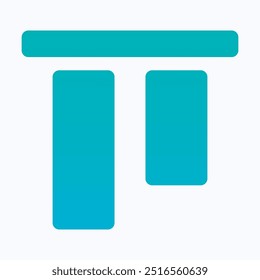 Top Align Tool Icon, Alignment, Isolated Gradient Vector Icon.
