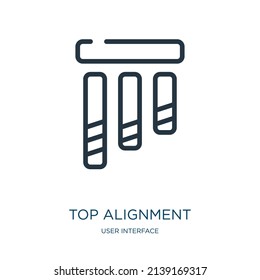 top alignment thin line icon. arrow, alignment linear icons from user interface concept isolated outline sign. Vector illustration symbol element for web design and apps.