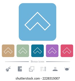 Top angle arrow outline white flat icons on color rounded square backgrounds. 6 bonus icons included