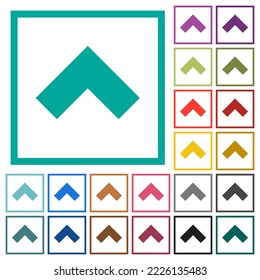 Top angle arrow solid flat color icons with quadrant frames on white background