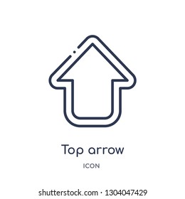 top arrow icon from user interface outline collection. Thin line top arrow icon isolated on white background.