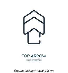 top arrow thin line icon. arrow, left linear icons from user interface concept isolated outline sign. Vector illustration symbol element for web design and apps.