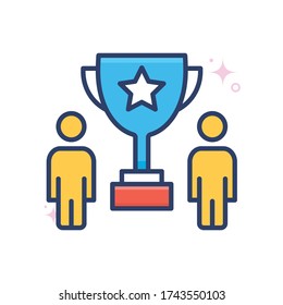 ilustración de estilo de icono del vector de premio superior. Icono de símbolo rellenado con esquema de inicio y Nueva empresa. EPS 10