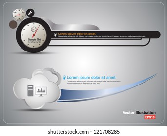 Top bar header vector / clock style / cloud movement