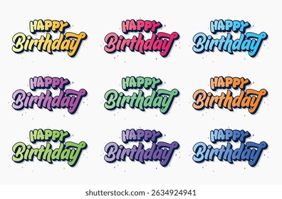 Top best happy birthday typography, collection of happy birthday wishes, Set of Happy Birthday vectors
