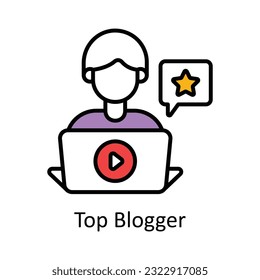 Top Blogger Filled Outline Icon Design illustration. Online Steaming Symbol on White background EPS 10 File