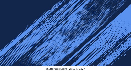 Top blue color pattern gradient grunge texture background. Dots pop art comics sport style vector illustration Abstract background dark blue with grunge texture